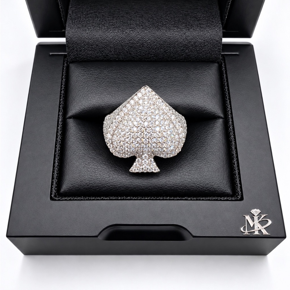 925 Sterling Silver 3.22CTW MOISSANITE Ace of Spade Men’s Ring Size 9 or 11
